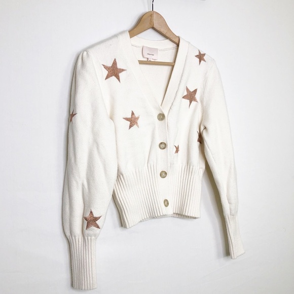 Cinq a Sept large cream embroidered star cardigan - Picture 7 of 10